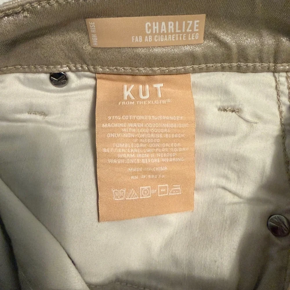 Kut from the Kloth NWT Charlize Rose Gold Fab Ab Cigarette Jeans  sz 10 MSRP $99 - Picture 5 of 10